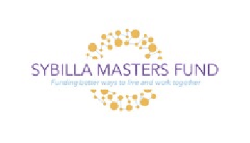 Artboard 6 copy 2 Logo for "Sybilla Masters Fund" with text: "Funding better ways to live and work together."
