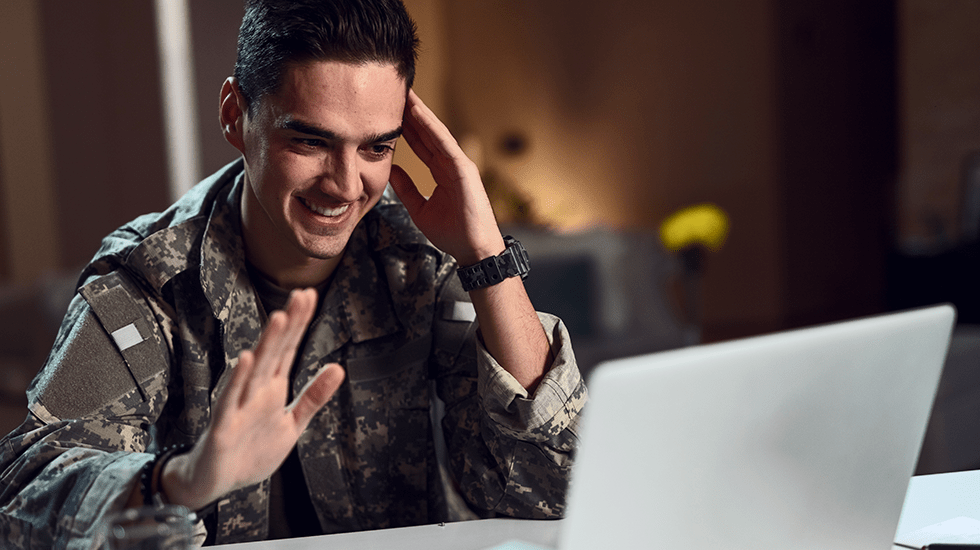 veteran in a virtual meeting